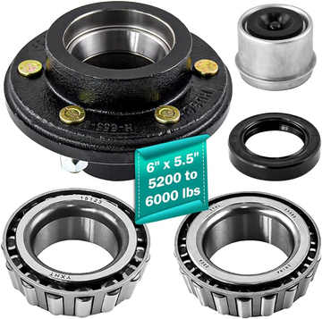 Trailer Hub Kits 6 on 5.5" Trailer Idler Hub 6 Bolt for 5200, 6000 lbs Trailer Axle Hub Assembly